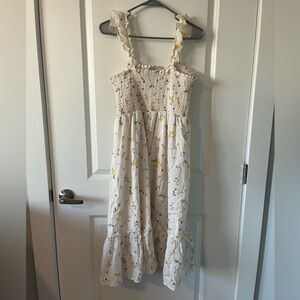Floral Smocked White Dress
